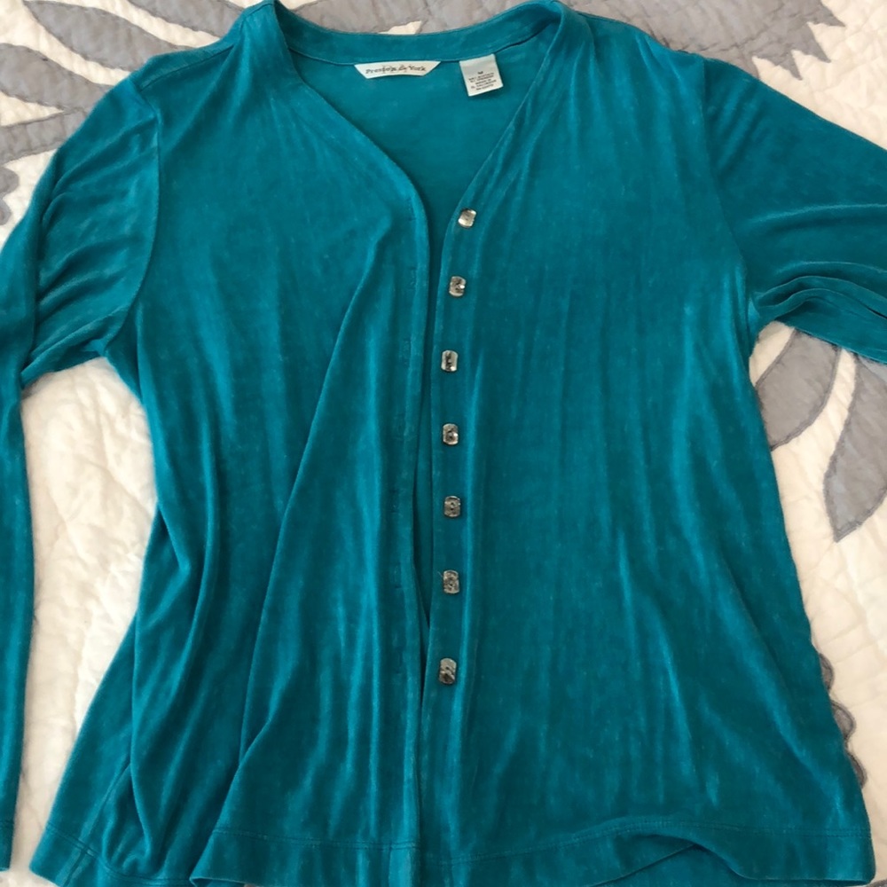 Preston & York turquoise cardigan long sleeve
